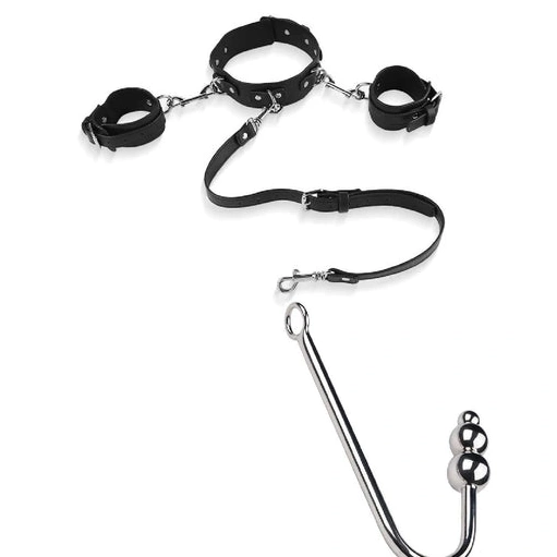 Anal Hooks Hook Elegant with Collar and Anal 5334 Cuffs Beaded 1015
